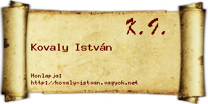 Kovaly István névjegykártya